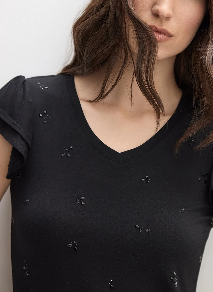 Rhinestone Detail T-Shirt