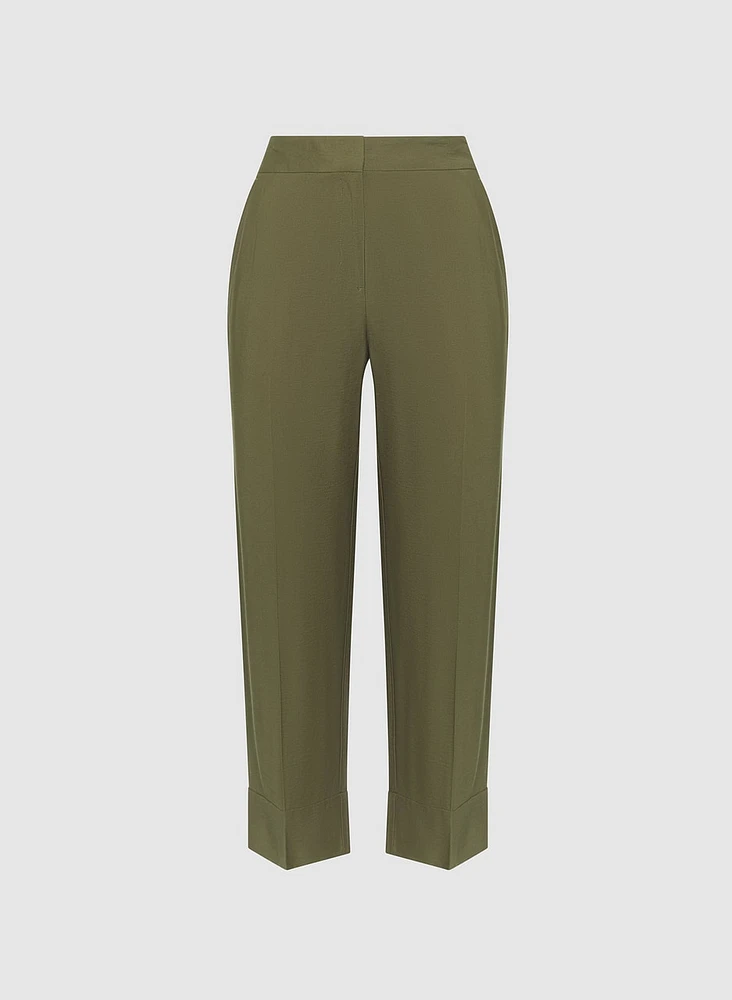 Cuffed Straight-Leg Pants