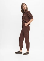 Pull-On Satin Cargo Pants