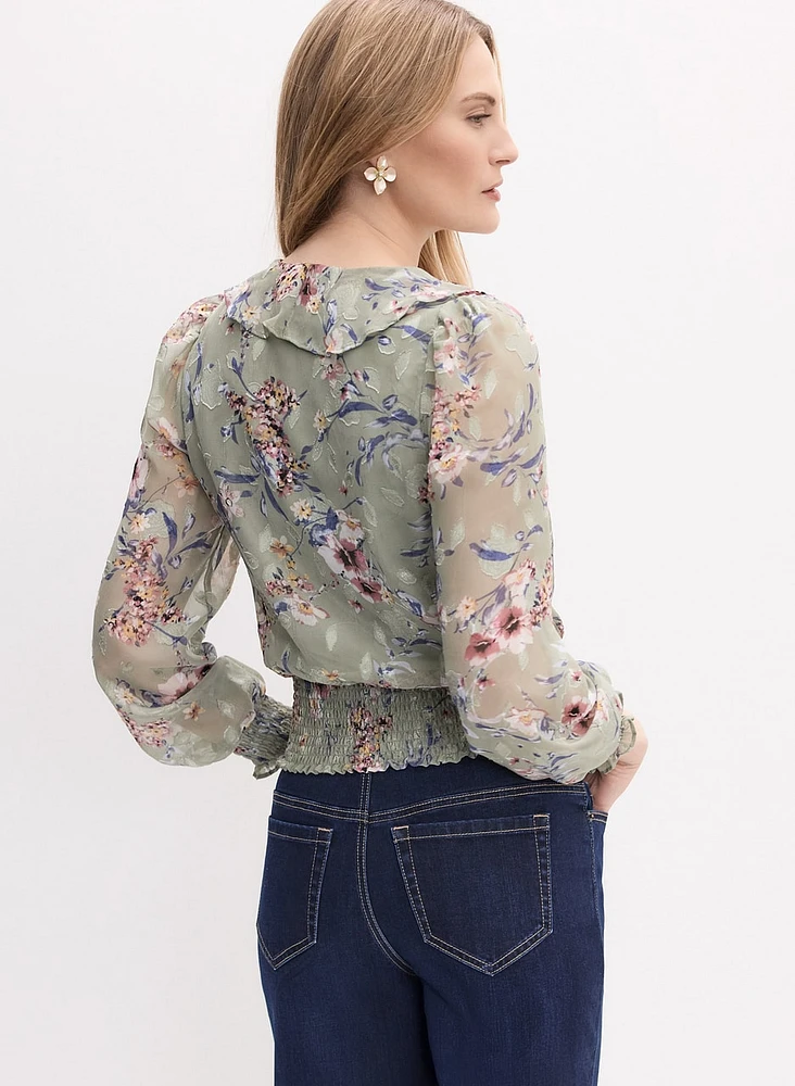 Smocked Floral Blouse