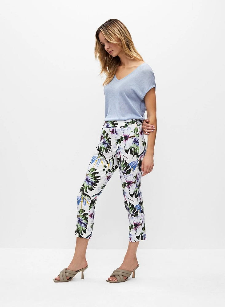 Leaf Print Bengaline Pants