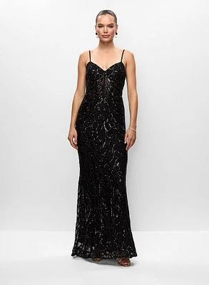 Sequin Motif Gown