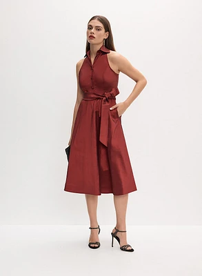 Belted Taffeta Dress