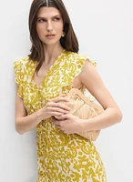 Abstract Print Smocked Waist Dress