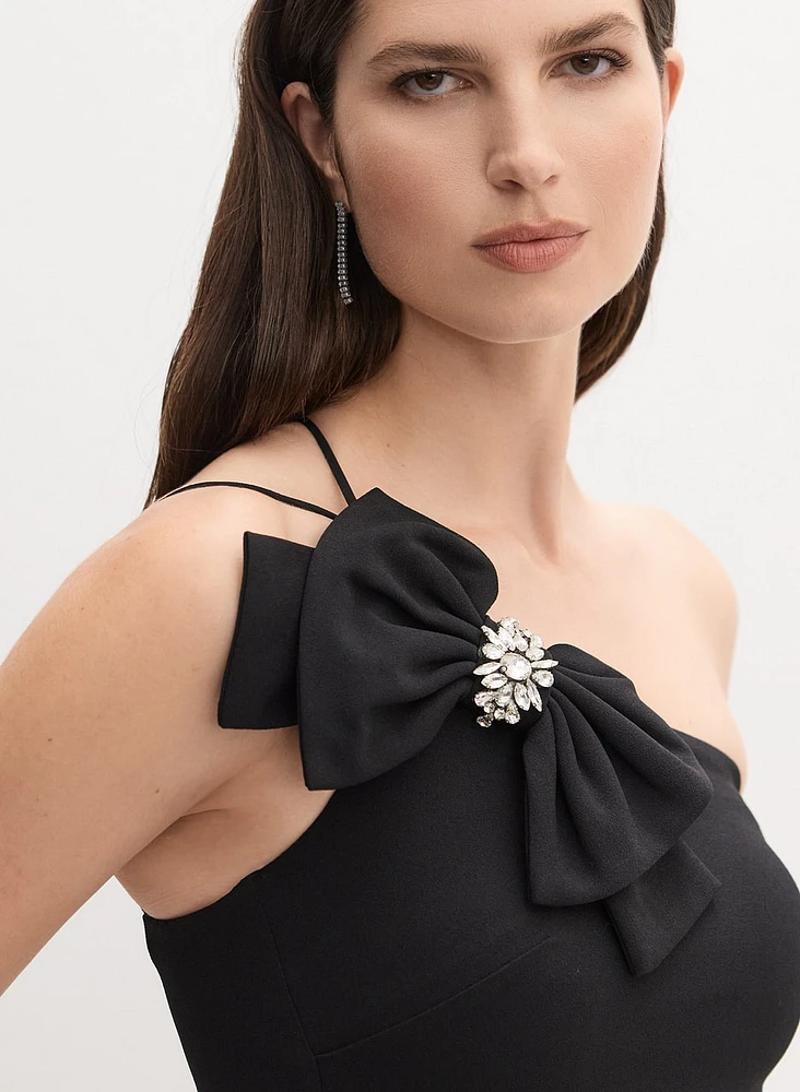 One-Shoulder Bow Detail Dress