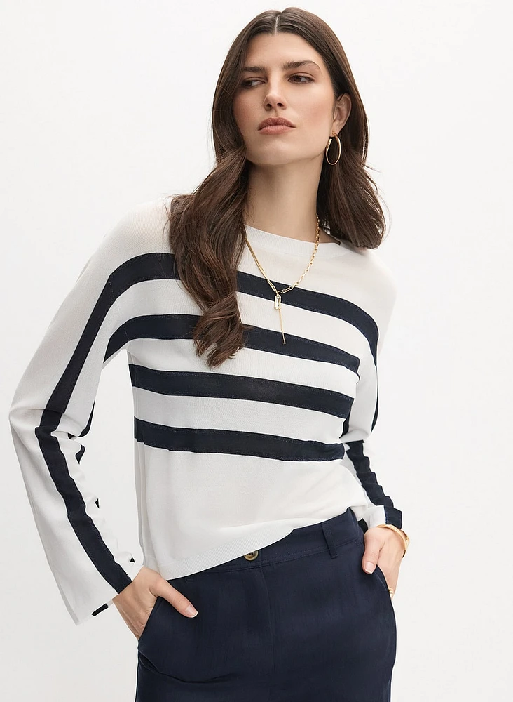 Striped Placement Print Sweater