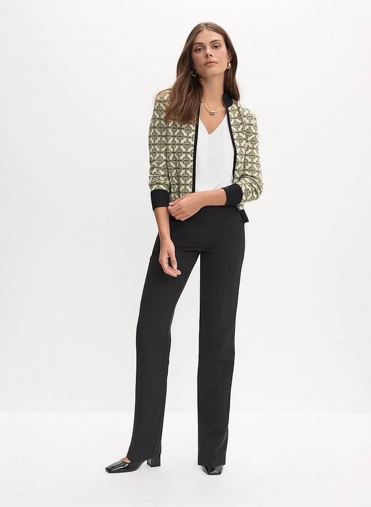 Geometrical Print Cardigan & Straight Leg Pants