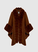 Faux Fur Trim Poncho