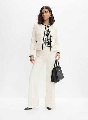 Contrast Trim Jacket & Belted Pants