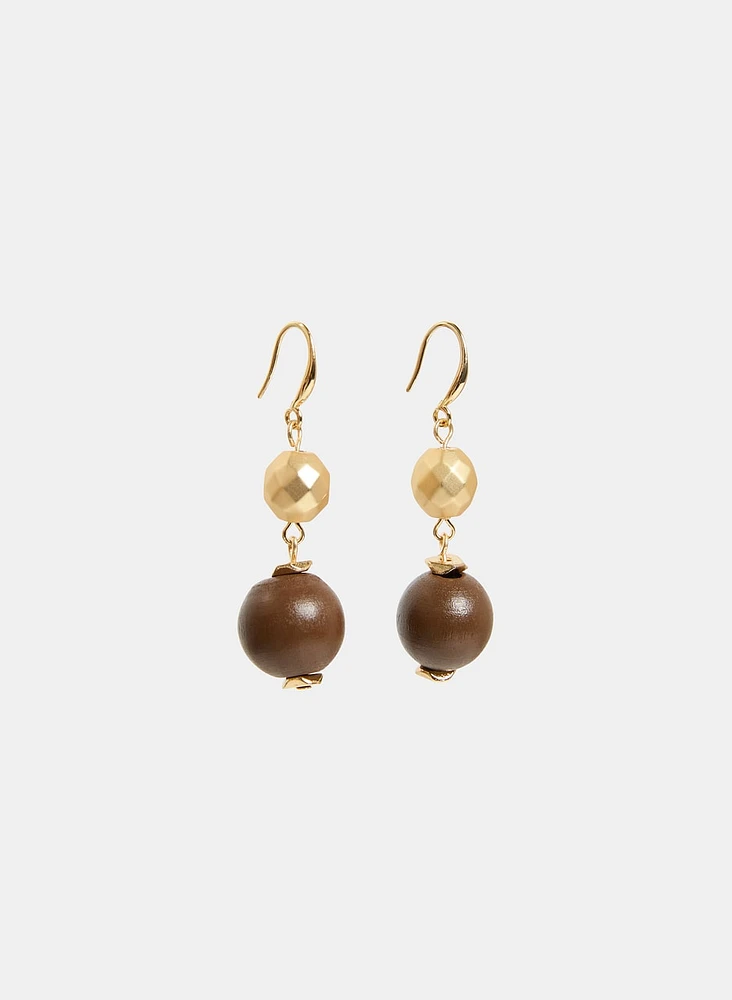 Wooden Bead Drop Earrings