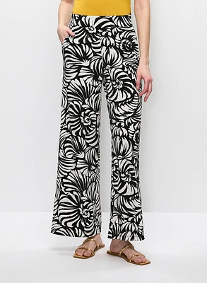 Wide Leg Floral Pull-On Pants