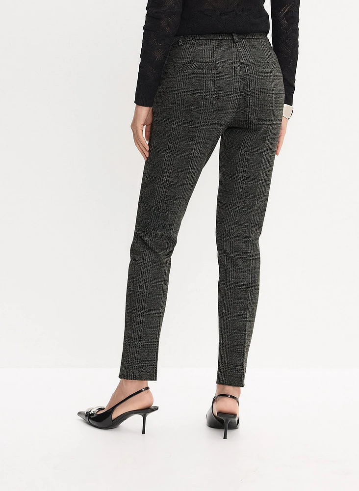 Giselle Plaid Slim-Leg Pants