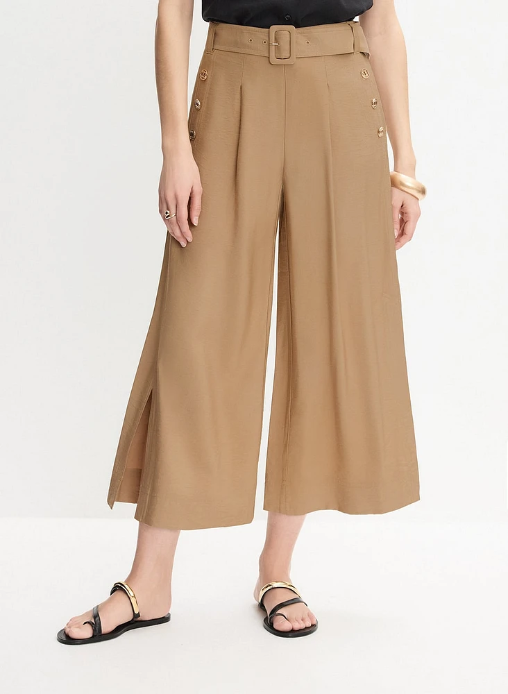 Linen-Blend Culotte Pants