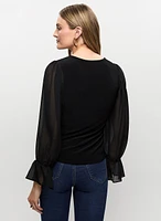 Joseph Ribkoff - Sheer Bell Sleeve Top