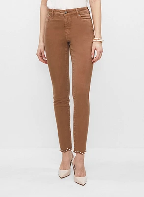 Pearl Detail Slim Leg Pants