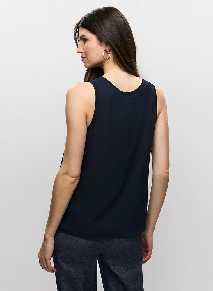 Sleeveless Crew Neck Blouse