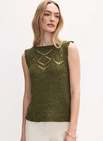 Sleeveless Open-Knit Sweater