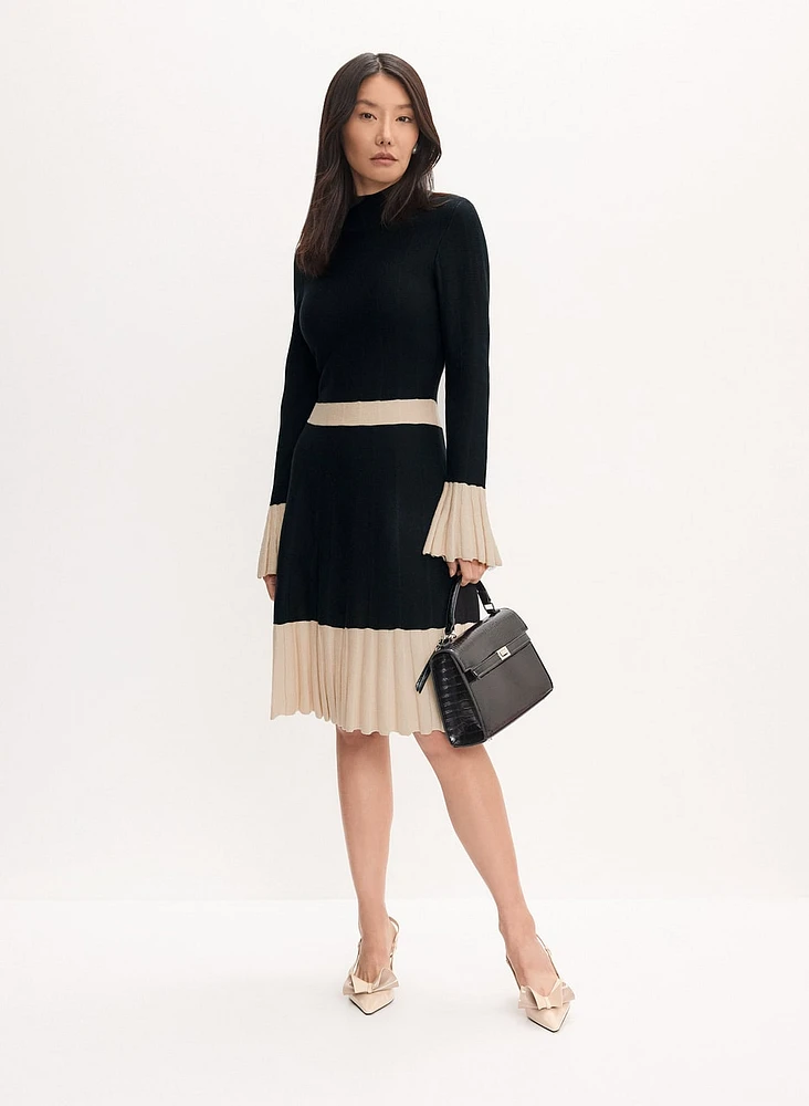 Pleat Detail Sweater Dress