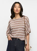 Striped Drawstring-Hem Top