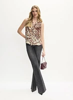 Zebra Print Blouse & Wide Leg Jeans