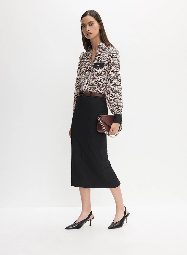 Geometric Print Blouse & Pencil Skirt