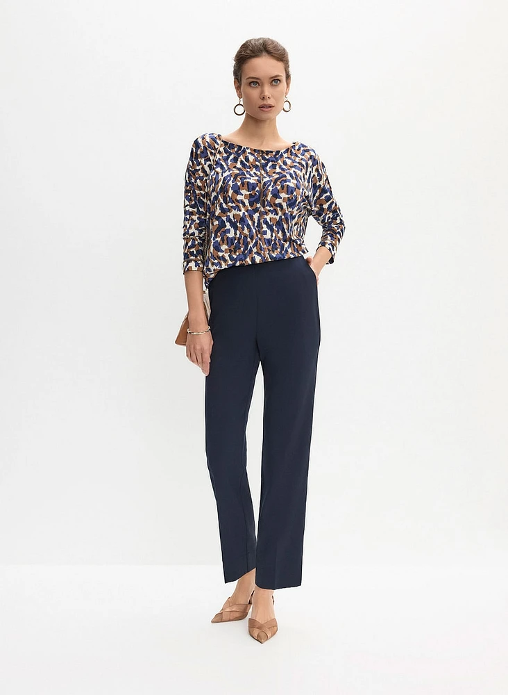 Abstract Print Top & Straight Leg Pants