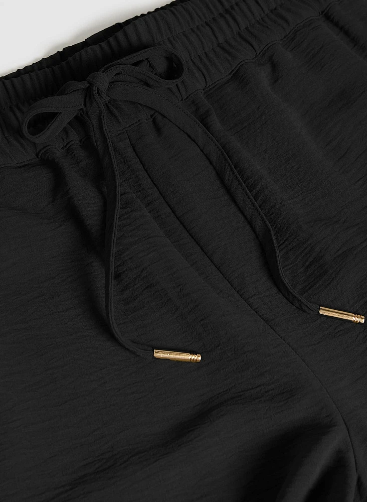Drawstring Waist Wide-Leg Pants