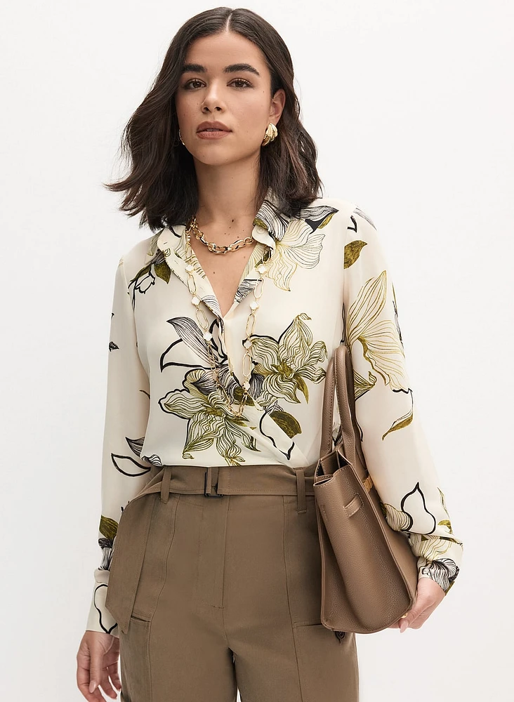 Blouse florale à manches longues