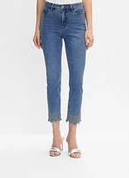 Embellished Hem Straight-Leg Jeans