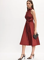 Belted Taffeta Dress