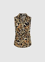Blouse sans manches à motif léopard