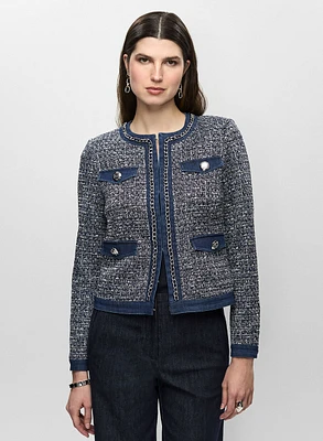 Denim Trim Bouclé Jacket