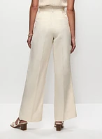 Pantalon à jambe large en mélange de lin