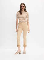 Pearl Embellished Denim Capris