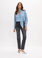 Satin Tie-Neck Blouse