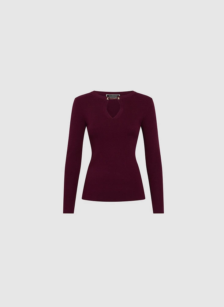 Collar Pin Embellished Sweater