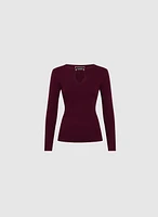 Collar Pin Embellished Sweater