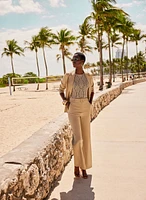 Linen-Blend Wide-Leg Pants