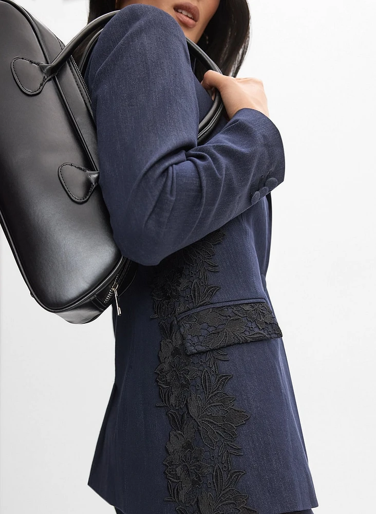 Lace Detail Denim Blazer
