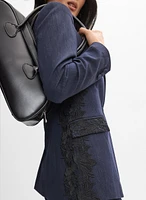 Lace Detail Denim Blazer