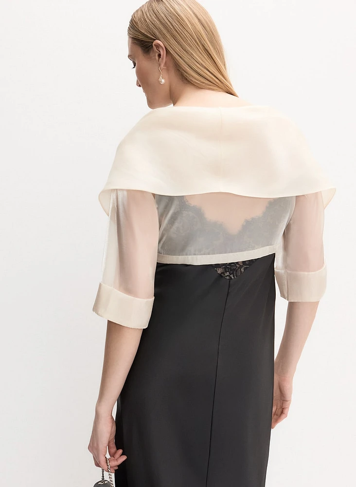 Tie-Front Organza Bolero