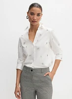 Embellished Button-Up Blouse