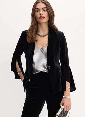 Velvet Flutter Sleeve Jacket