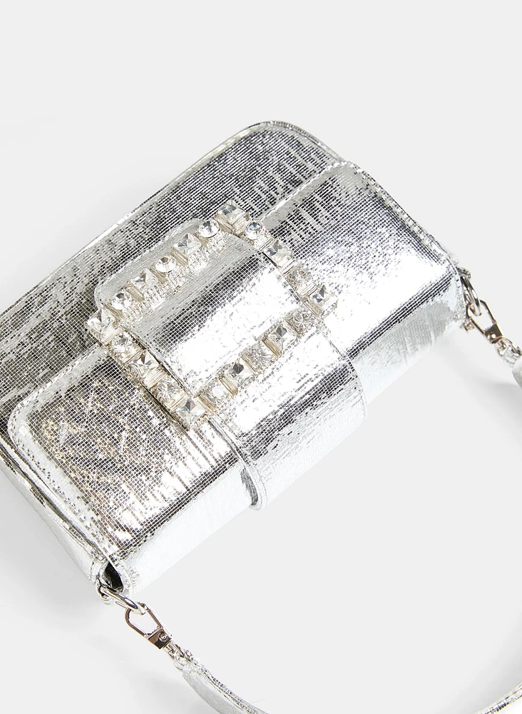 Metallic Buckle Clutch