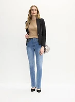 Single-Button Blazer & Rhinestone Detail Jeans