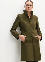 Stand Collar Wool-Blend Coat