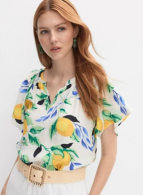 Lemon Flutter Sleeve Blouse