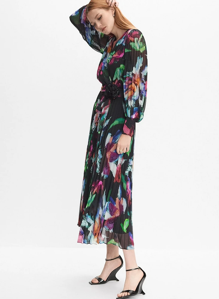 Floral Plissé Dress