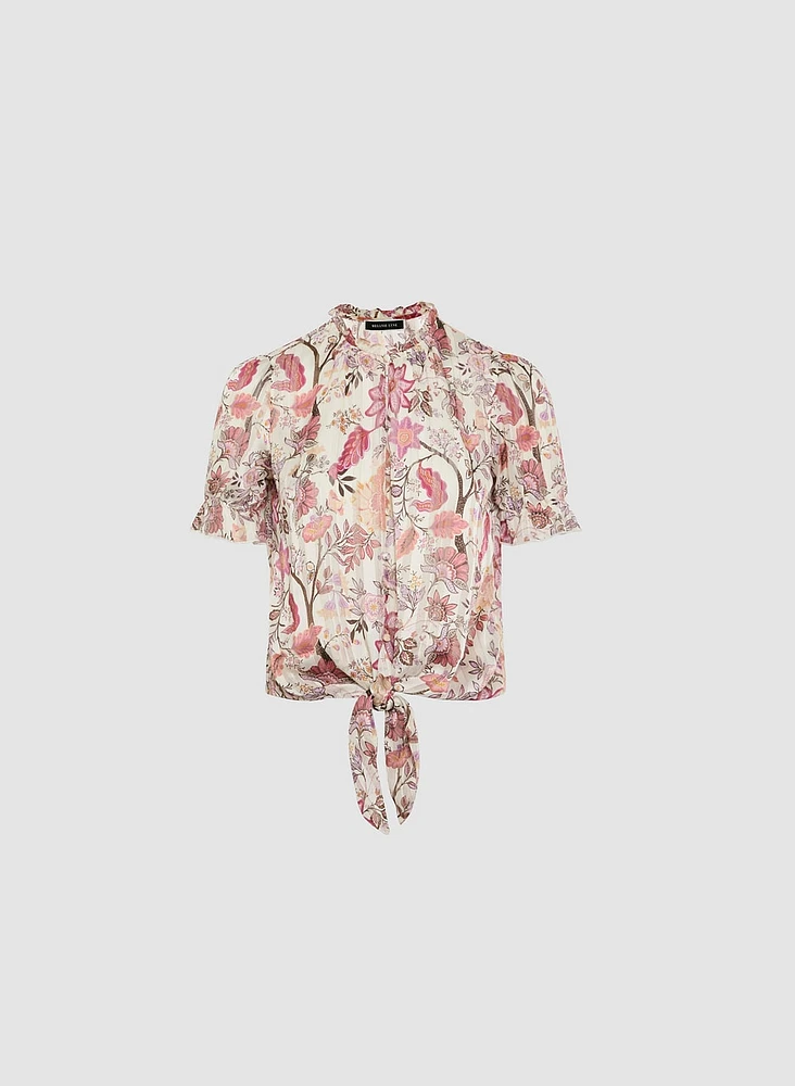 Tie Detail Floral Print Blouse