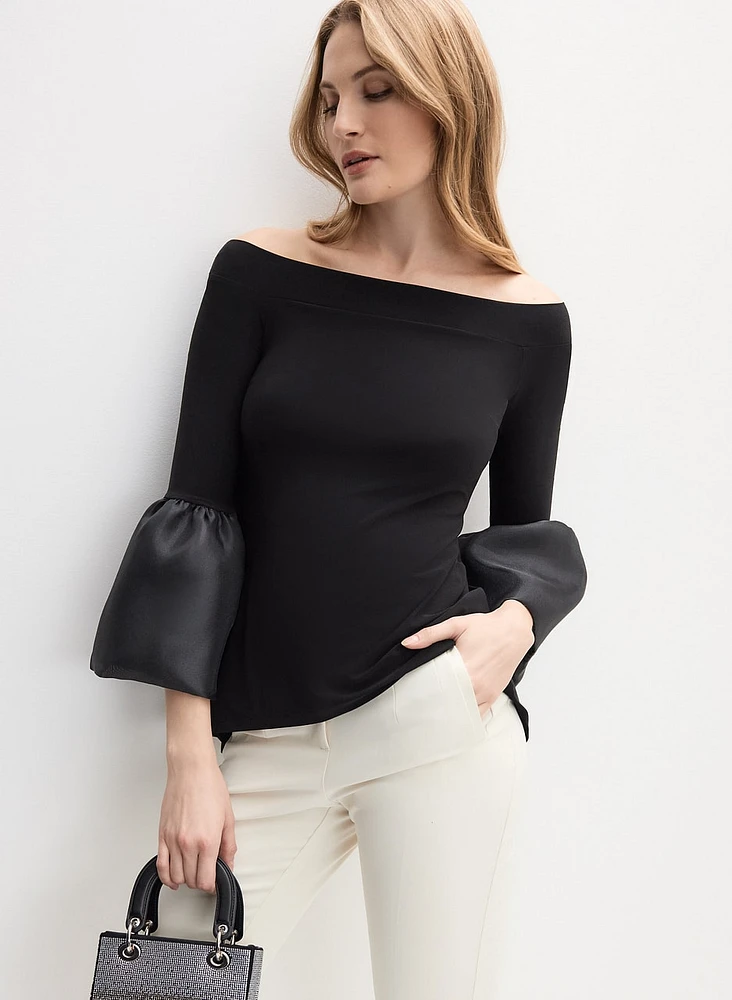 Taffeta Bell Sleeve Top